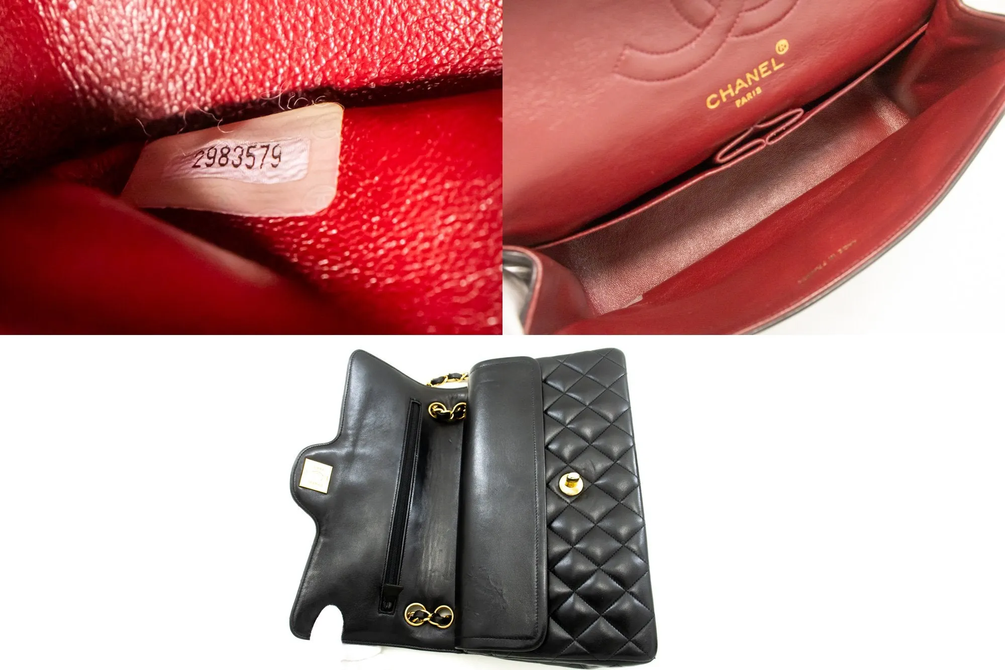 CHANEL Paris Limited Chain Shoulder Bag Black Double Flap Quilted m57