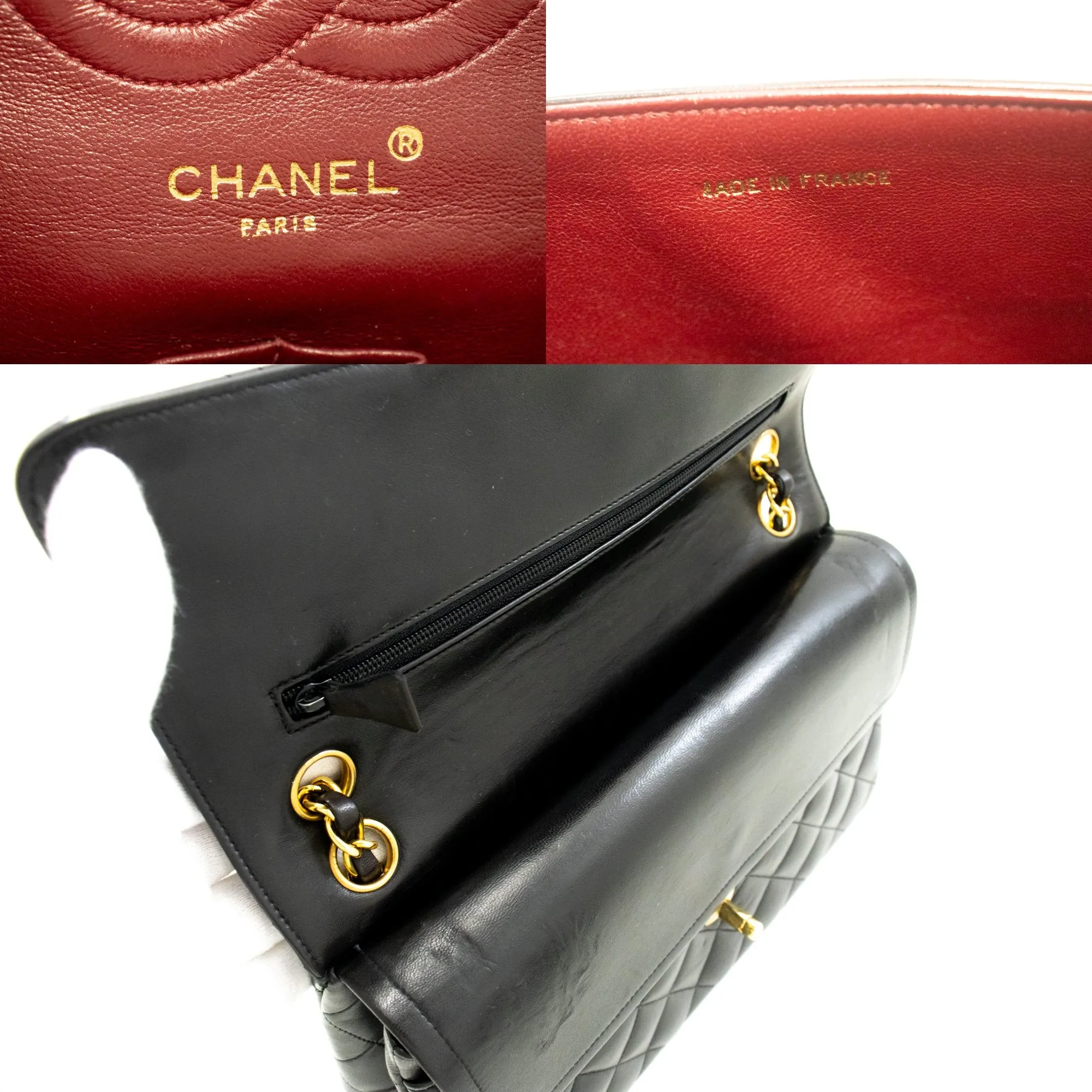 CHANEL Paris Limited Chain Shoulder Bag Black Double Flap Quilted m57