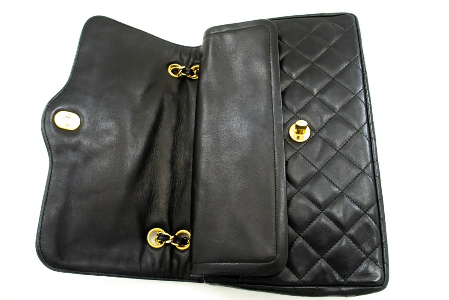 CHANEL Paris Limited Chain Shoulder Bag Black Quilted Double Flap m88