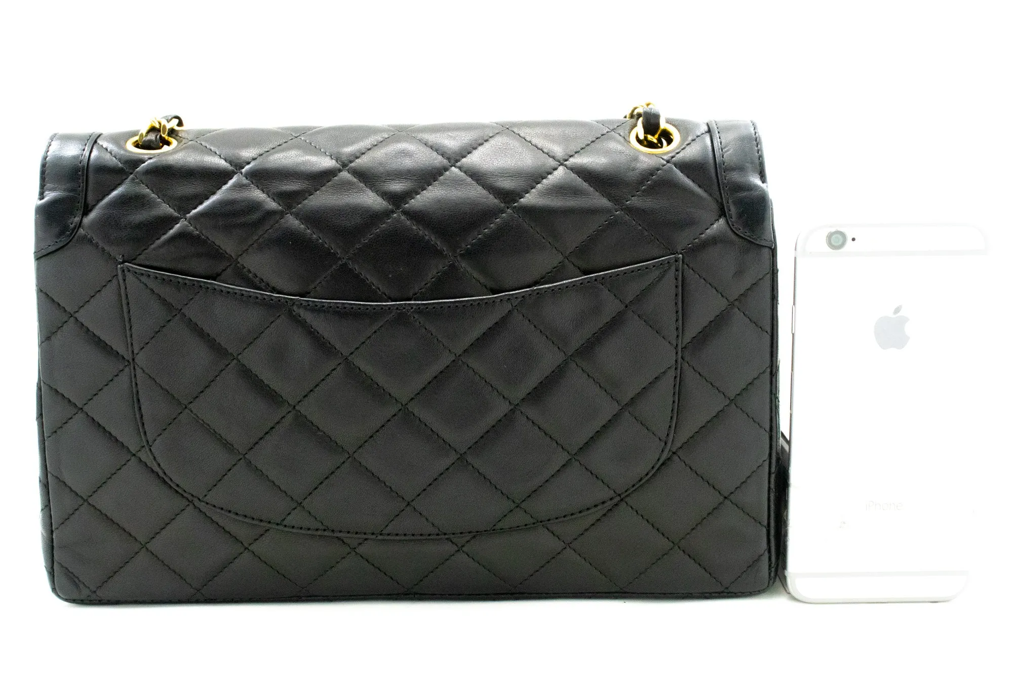 CHANEL Paris Limited Chain Shoulder Bag Black Quilted Double Flap m88