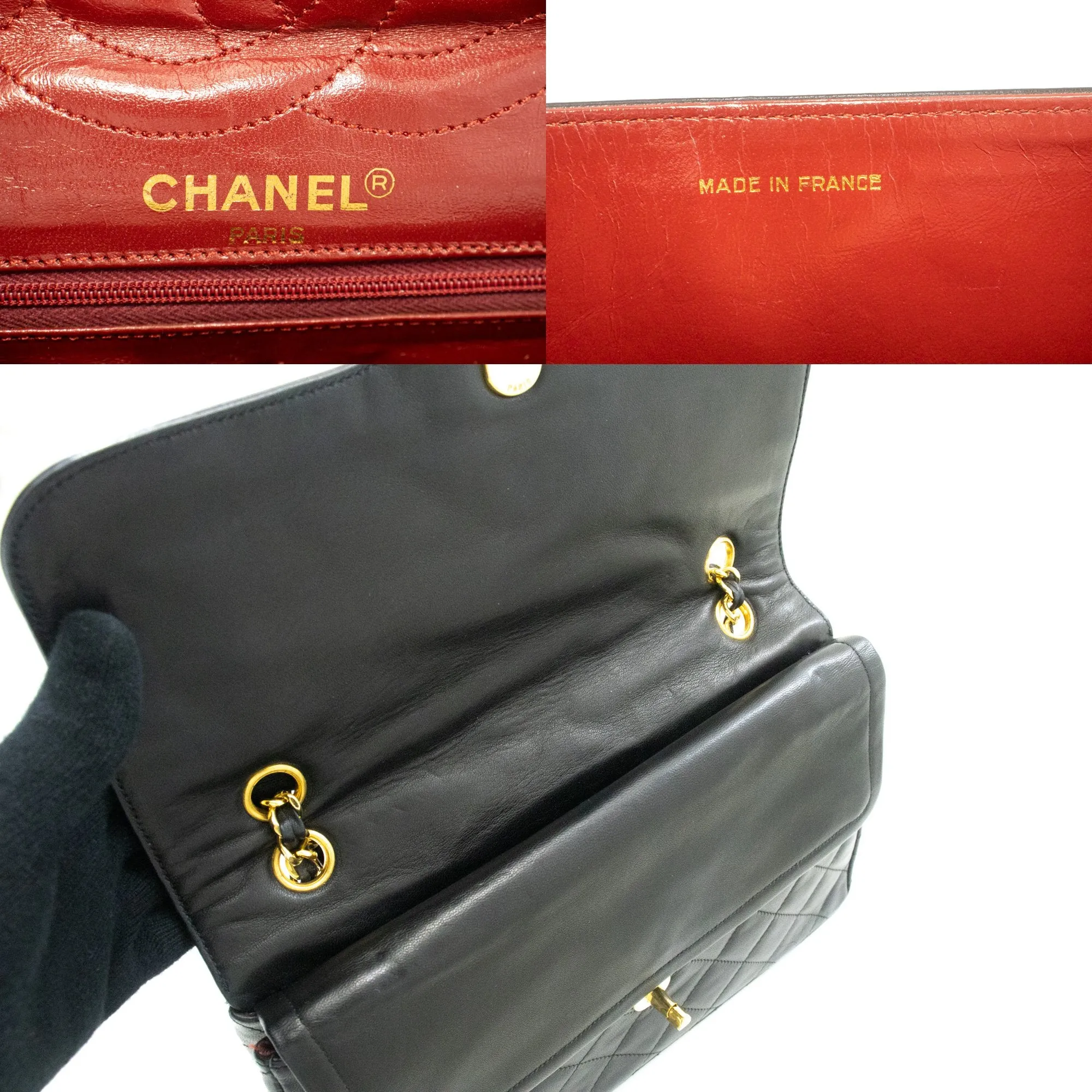 CHANEL Paris Limited Chain Shoulder Bag Black Quilted Double Flap m88