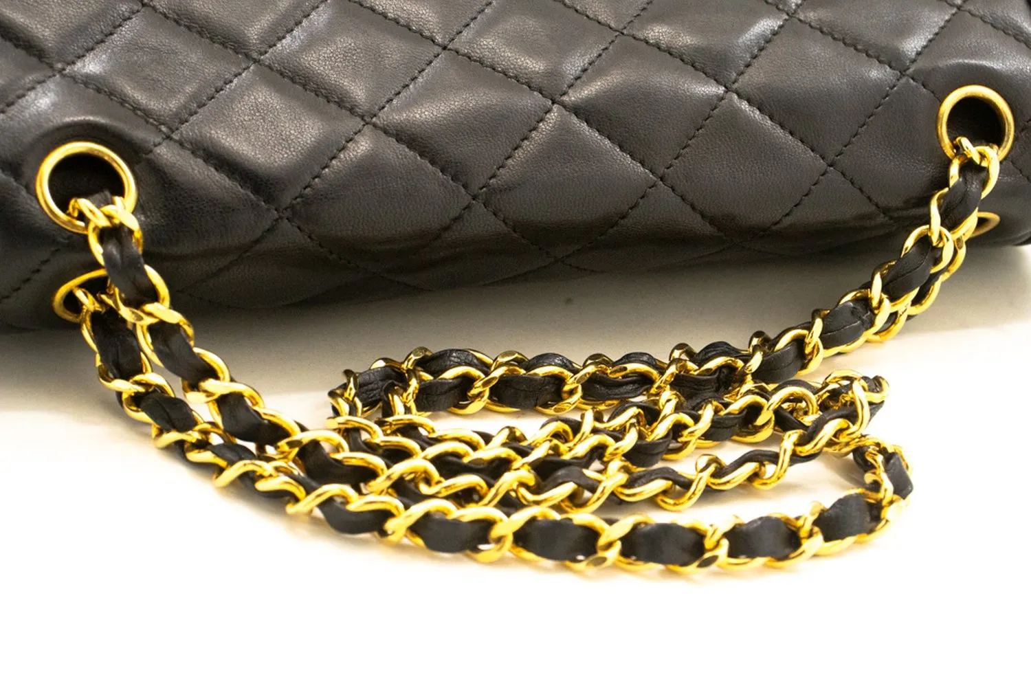 CHANEL Paris Limited Chain Shoulder Bag Black Quilted Double Flap m88