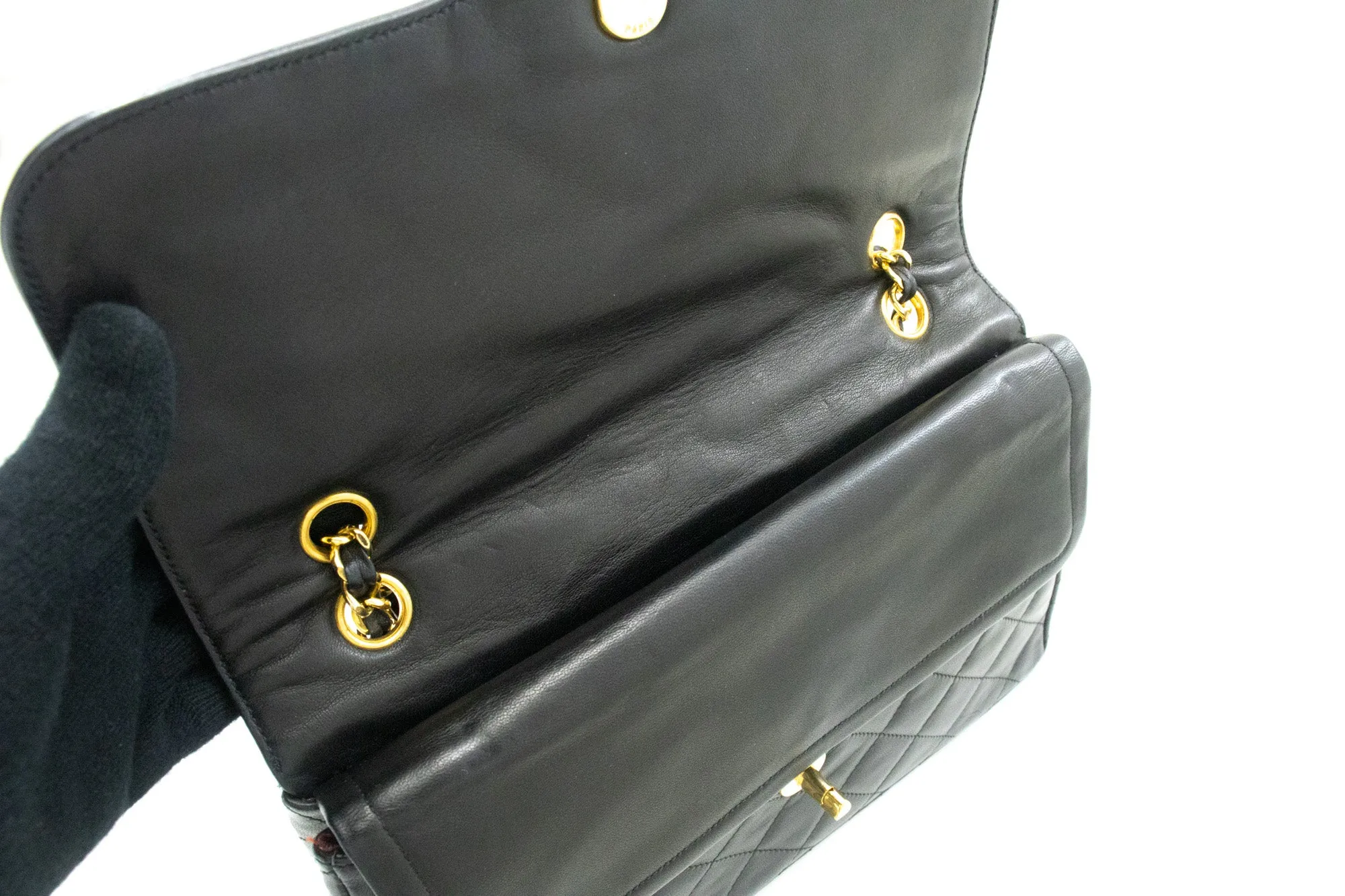 CHANEL Paris Limited Chain Shoulder Bag Black Quilted Double Flap m88
