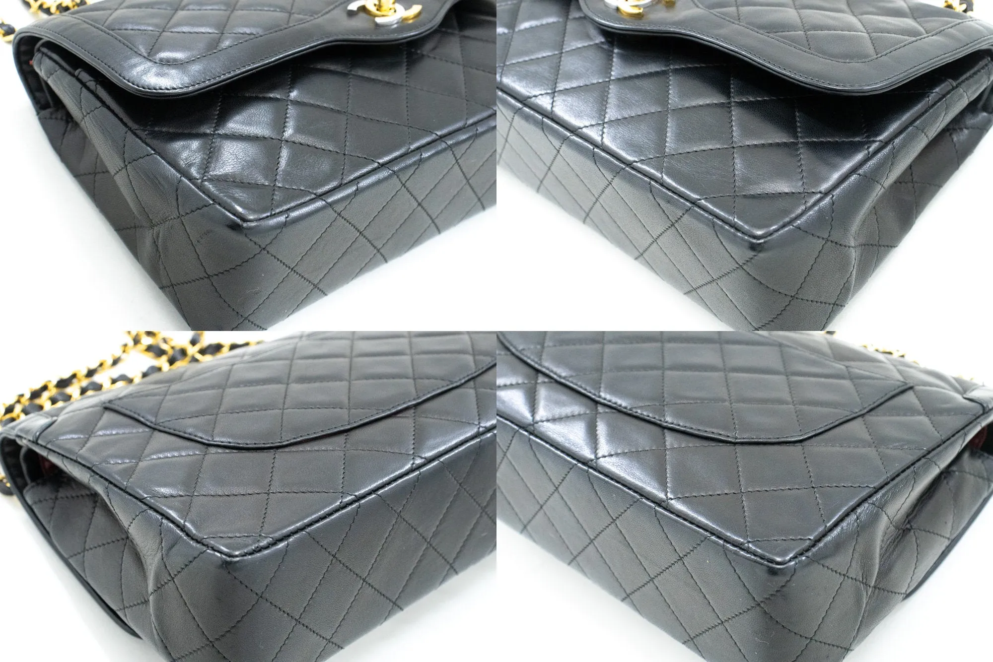 CHANEL Paris Limited Chain Shoulder Bag Black Quilted Double Flap m88