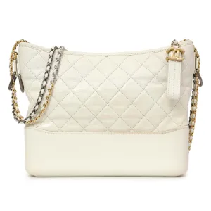 Chanel Patent White Goatskin Quilted Medium Gabrielle Hobo