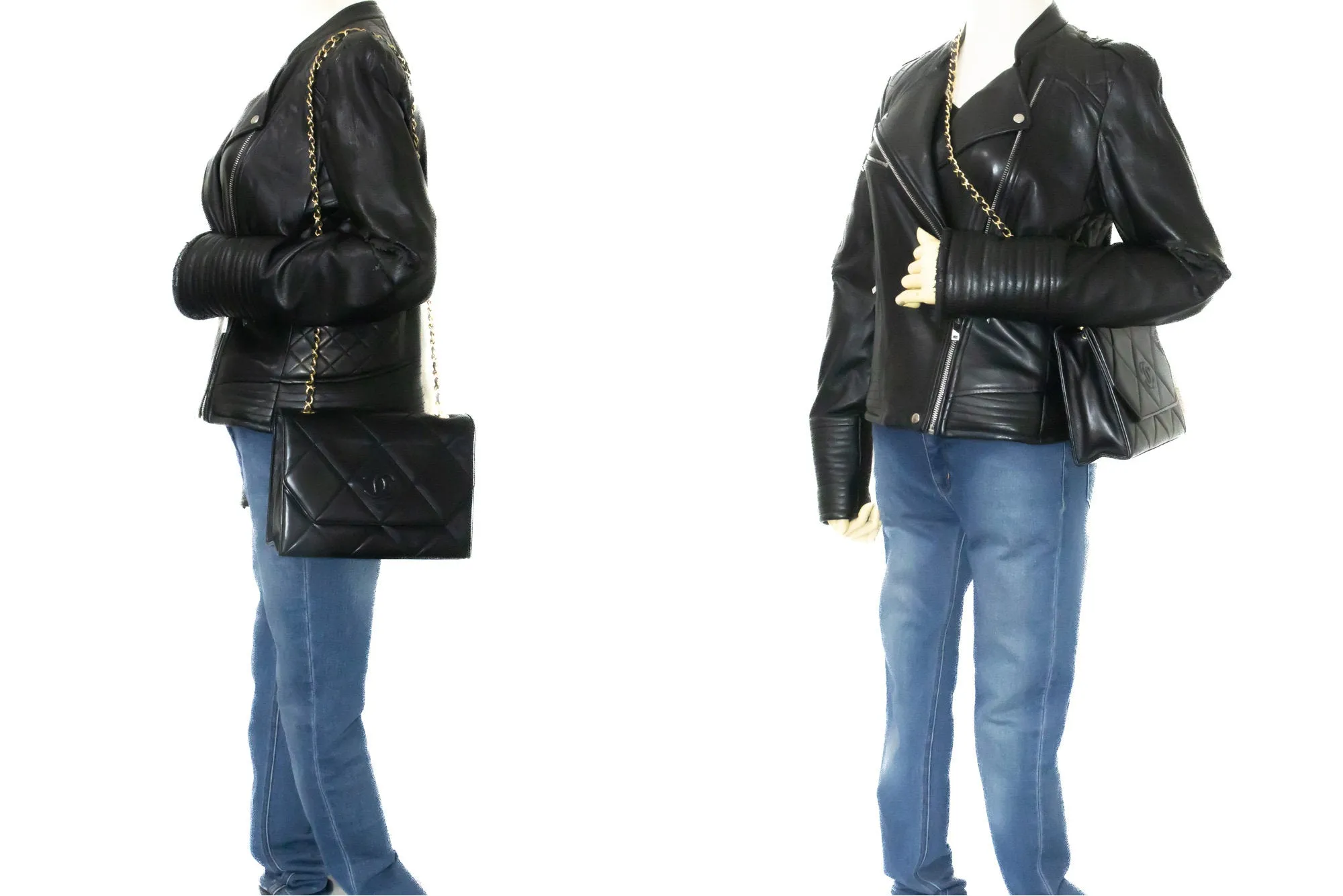 CHANEL Vintage Coco Chain Shoulder Bag Black Flap Quilted Lambskin n14