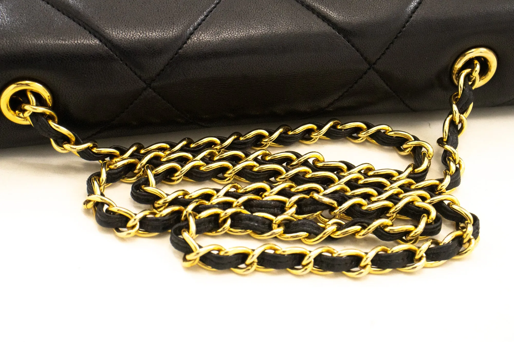 CHANEL Vintage Coco Chain Shoulder Bag Black Flap Quilted Lambskin n14