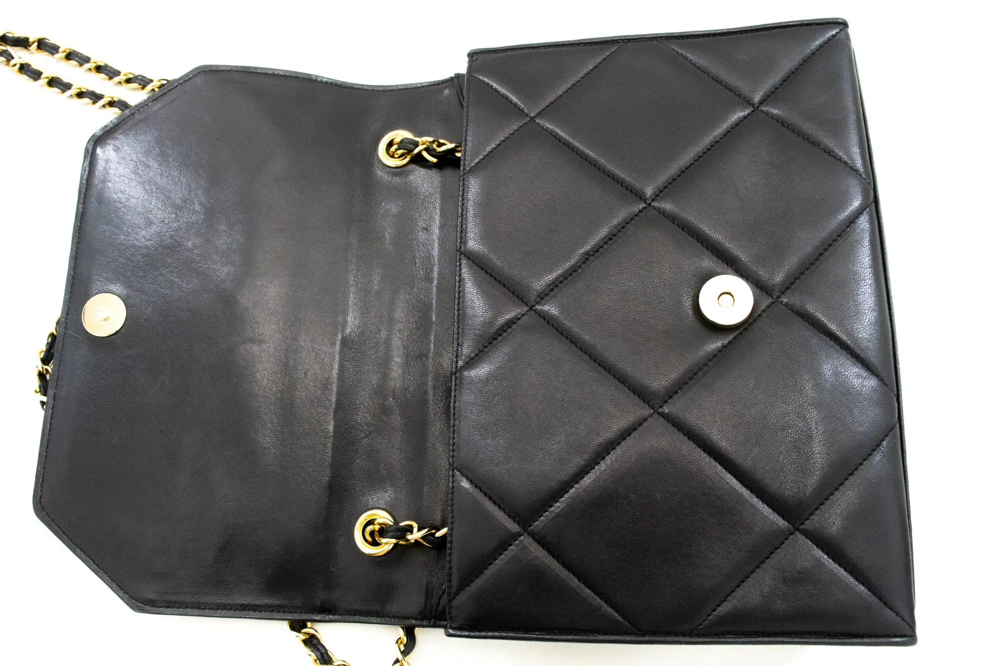 CHANEL Vintage Coco Chain Shoulder Bag Black Flap Quilted Lambskin n14