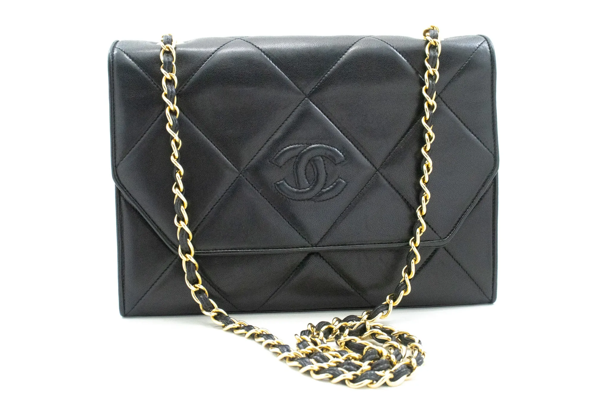 CHANEL Vintage Coco Chain Shoulder Bag Black Flap Quilted Lambskin n14