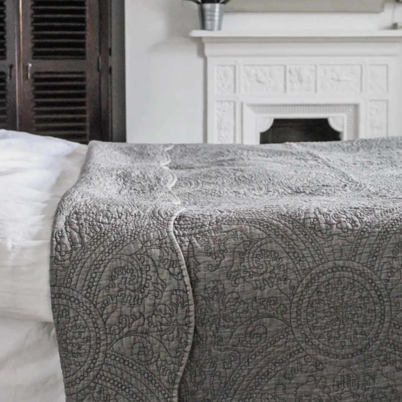 Charcoal Quilted Bedspread