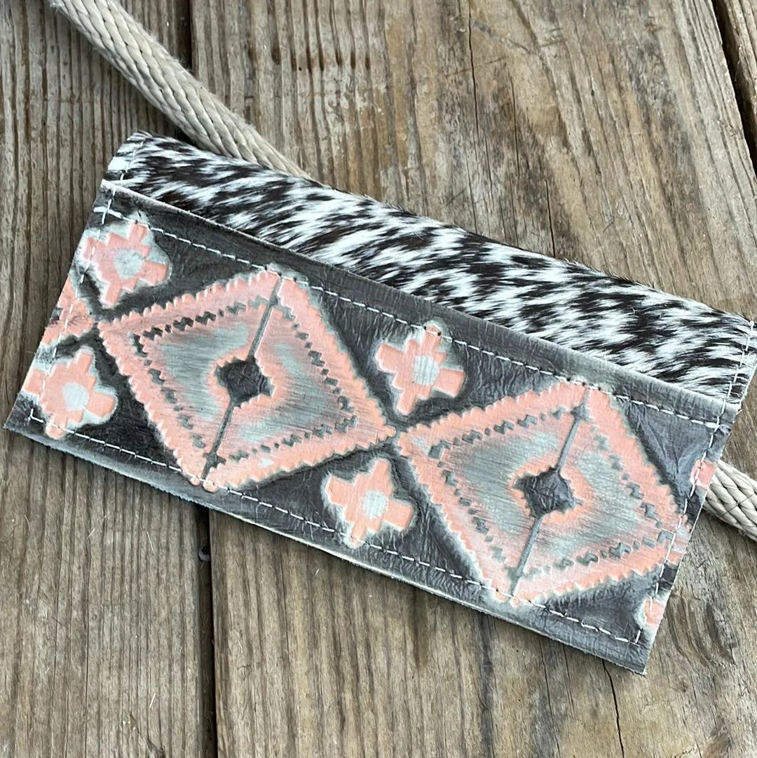 Checkbook Cover - Chocolate & White w/ Adobe Navajo