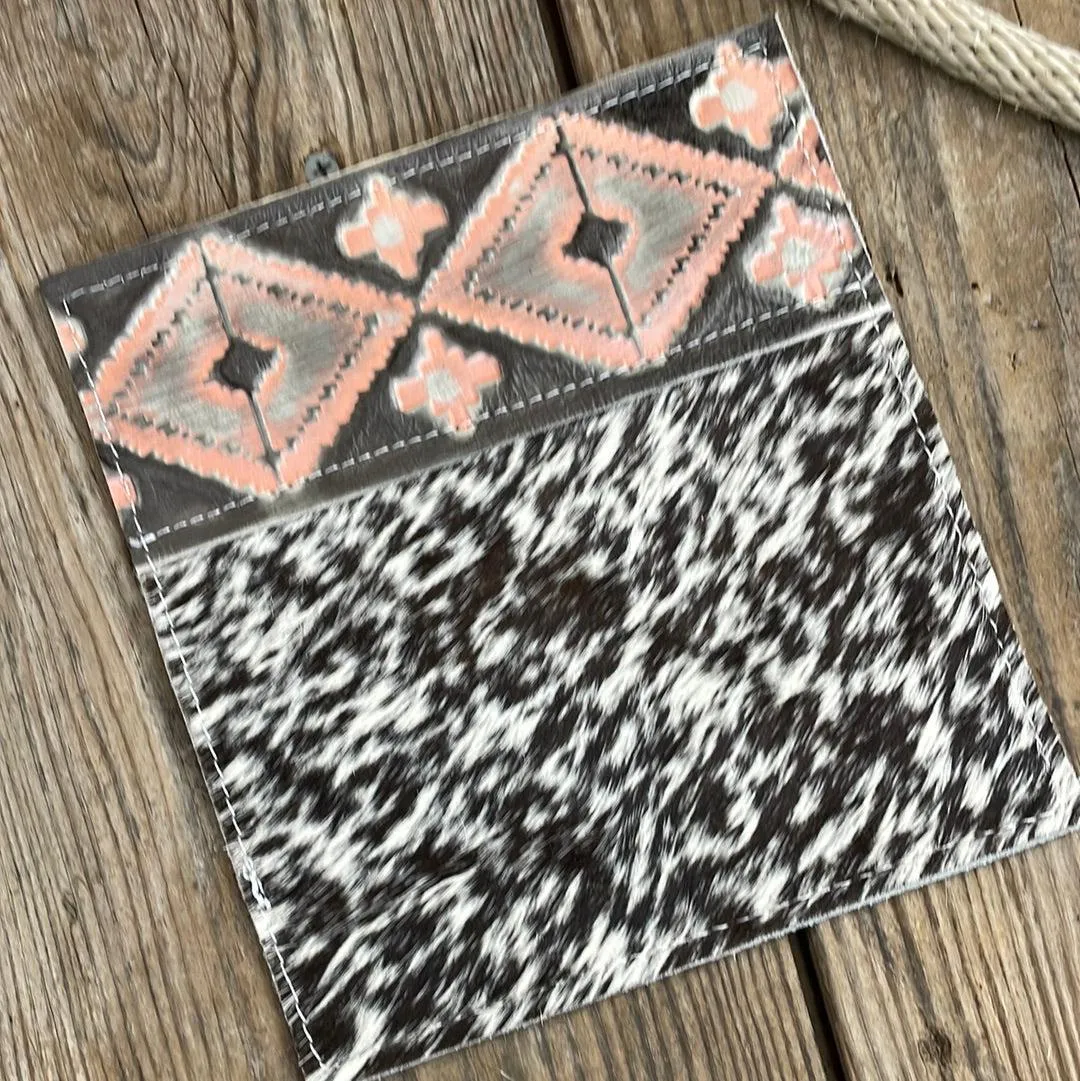 Checkbook Cover - Chocolate & White w/ Adobe Navajo