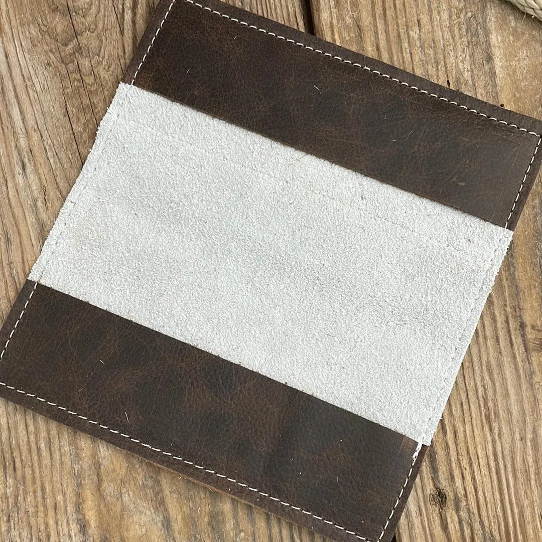 Checkbook Cover - Chocolate & White w/ Adobe Navajo