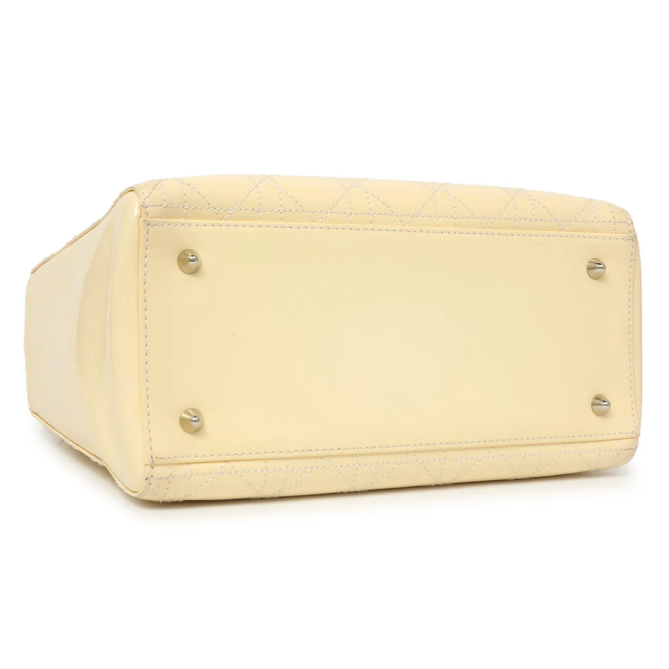 Christian Dior Ivory Patent Cannage Medium Lady Dior