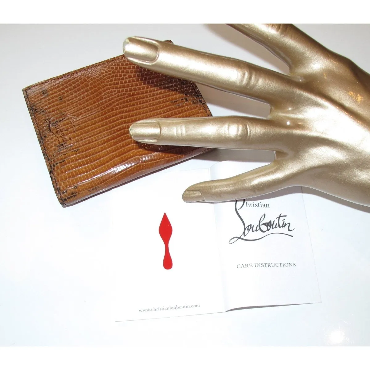 Christian Louboutin Honey Lizard Men's Paros Billfold Wallet With Coin Pocket NIB!