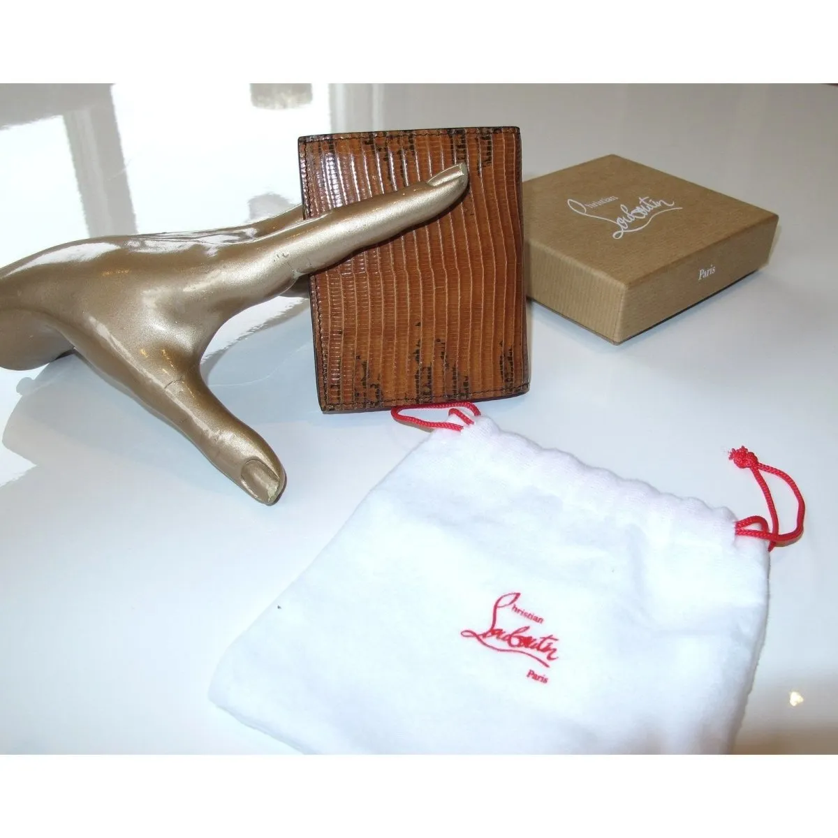 Christian Louboutin Honey Lizard Men's Paros Billfold Wallet With Coin Pocket NIB!