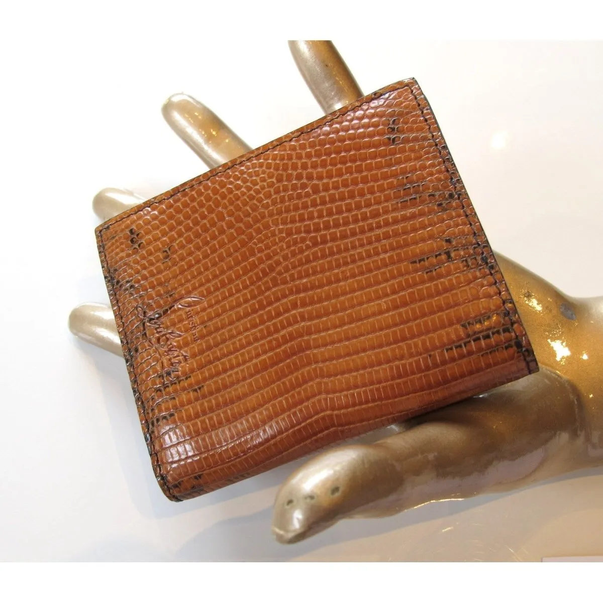 Christian Louboutin Honey Lizard Men's Paros Billfold Wallet With Coin Pocket NIB!