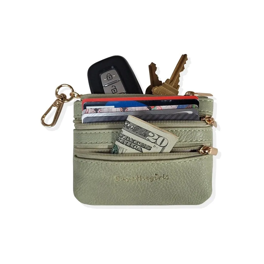 Clip and Go Crossbody Chain with Zippered Pouch in Red