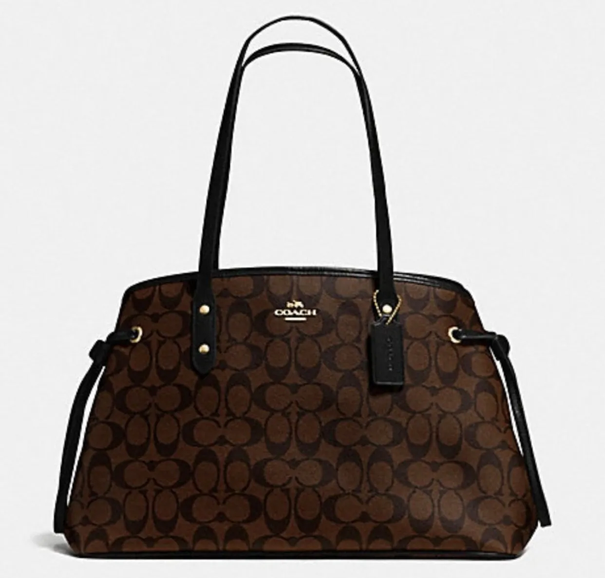 COACH #F57842 Drawstring Carryall Signature Canvas Dark Brown
