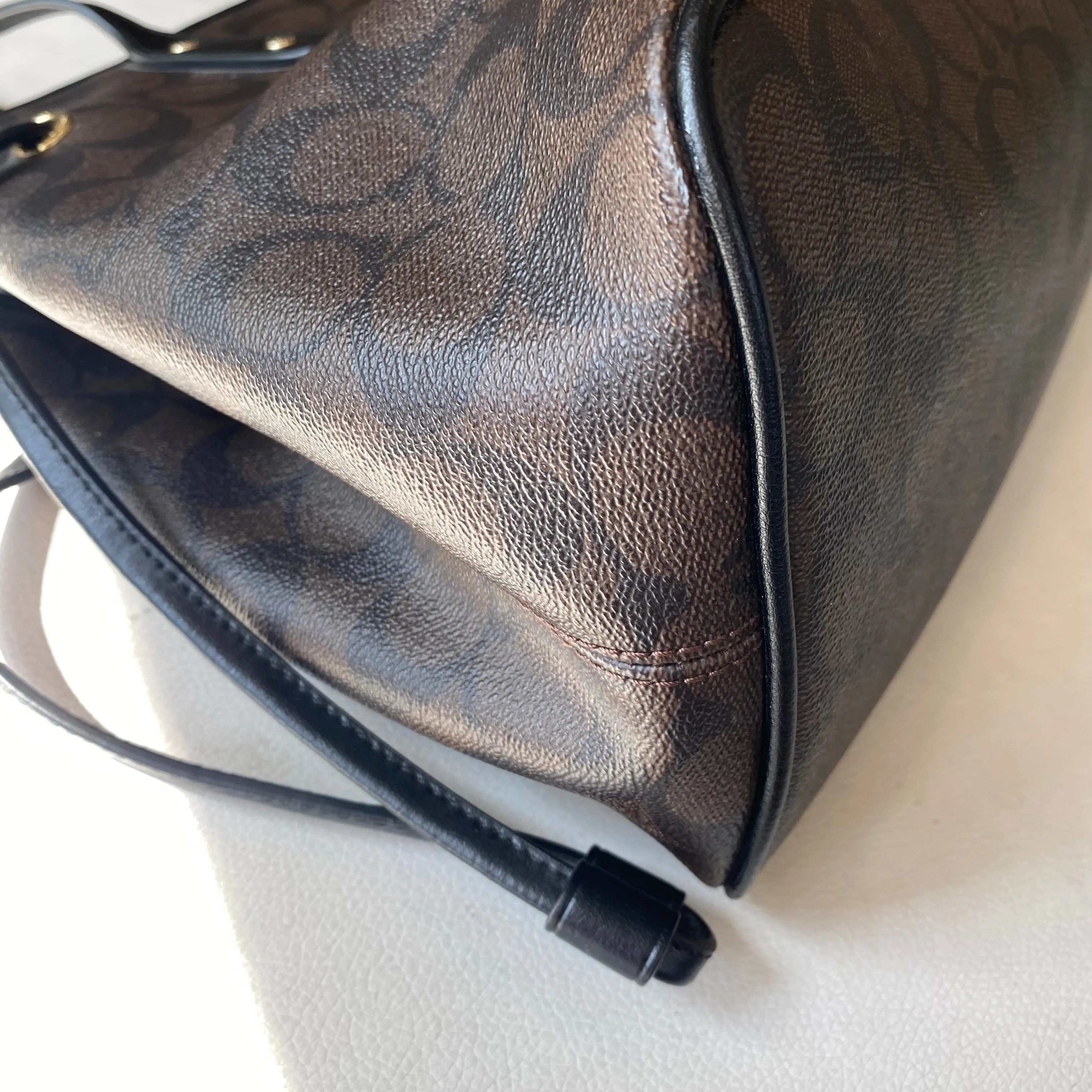 COACH #F57842 Drawstring Carryall Signature Canvas Dark Brown