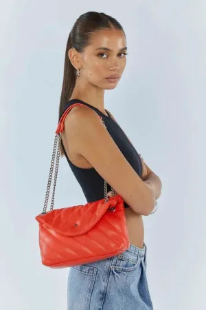 Coco Quilted Crossbody Coral Silver