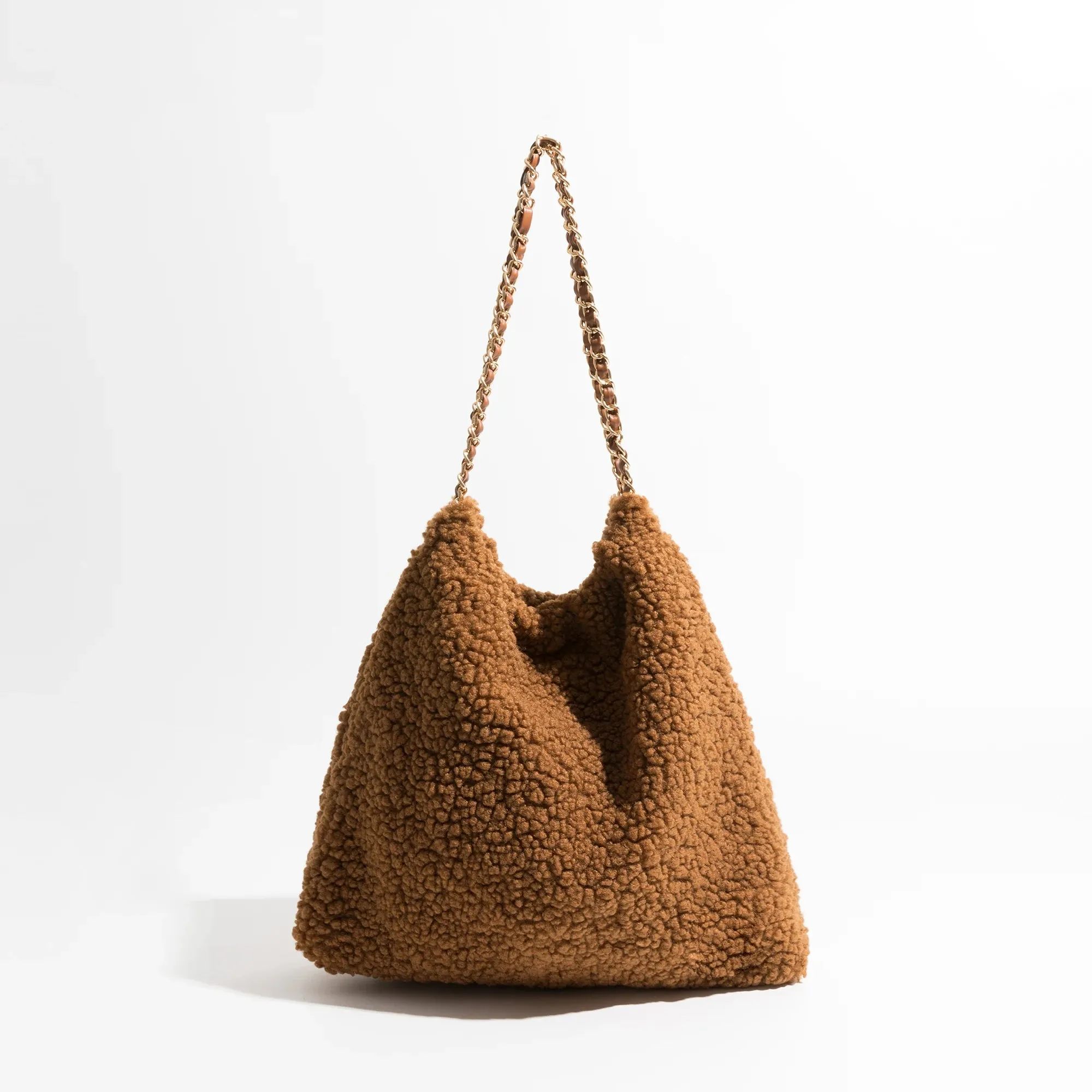 Cozy Luxe Faux Fur Tote with Chain Strap