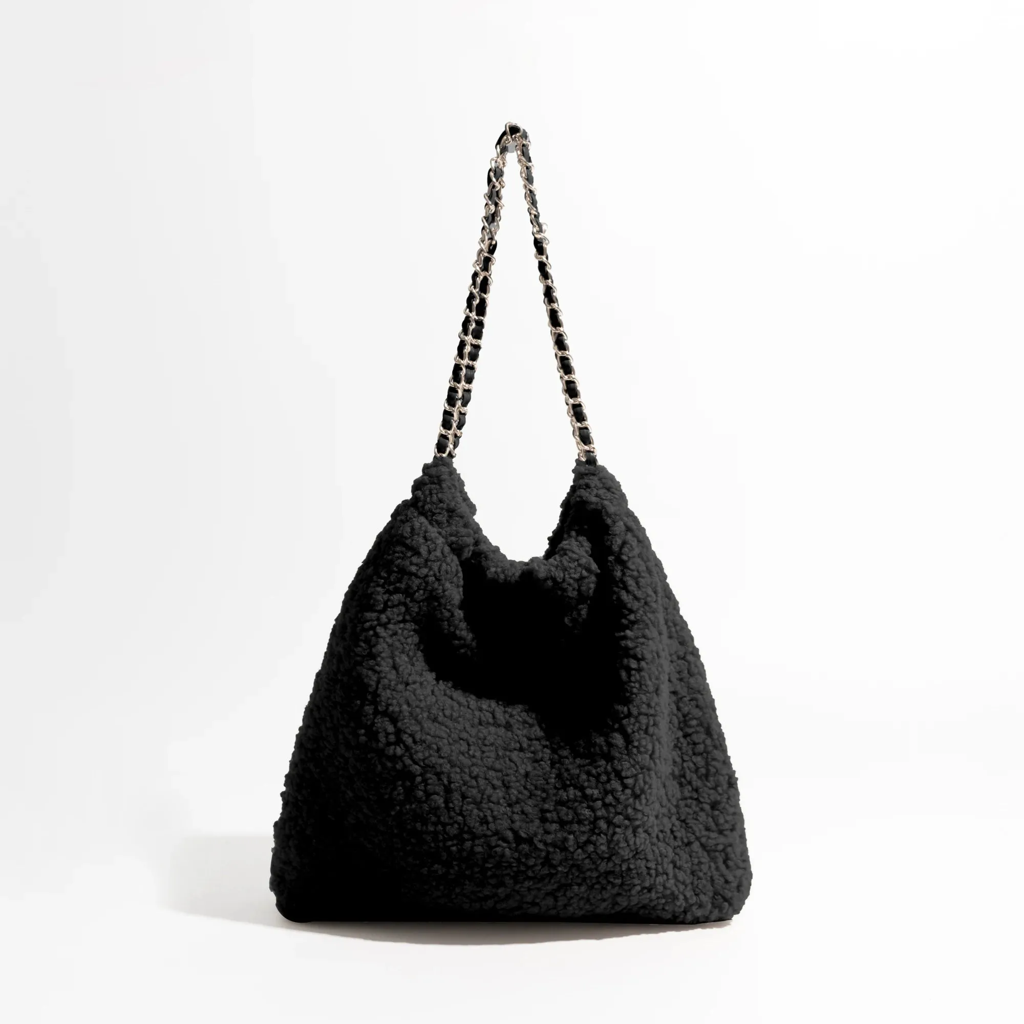 Cozy Luxe Faux Fur Tote with Chain Strap