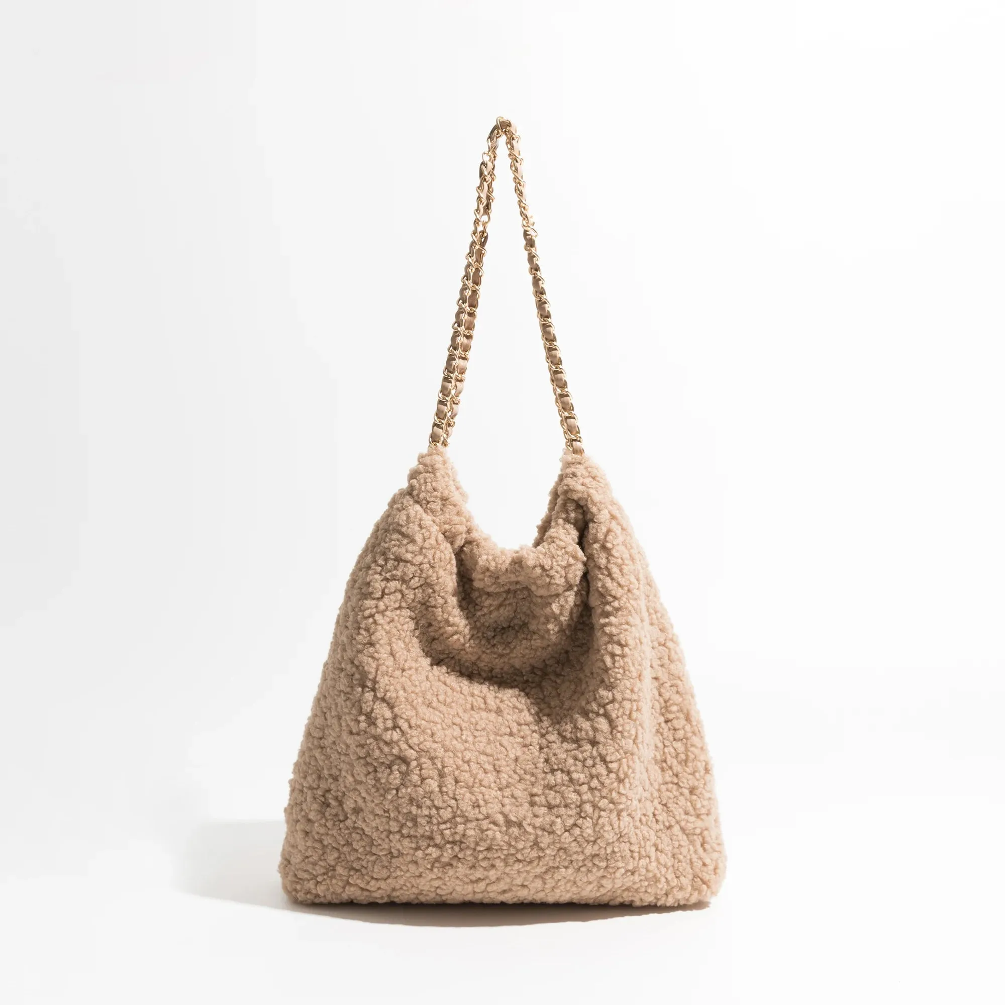 Cozy Luxe Faux Fur Tote with Chain Strap