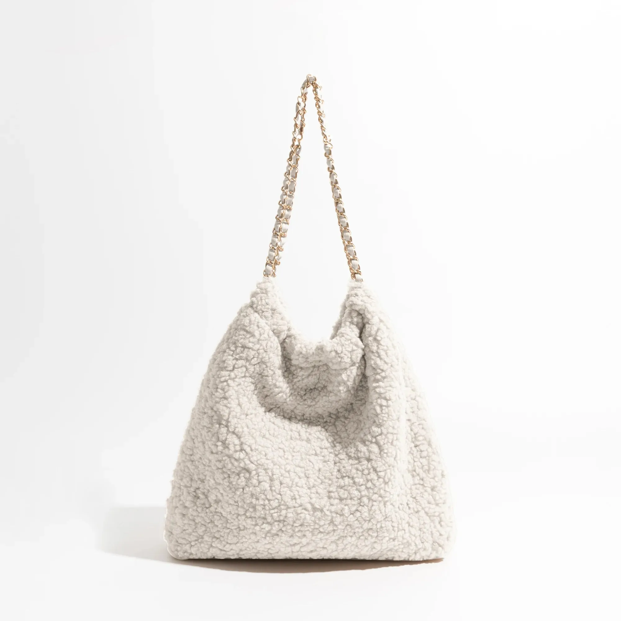 Cozy Luxe Faux Fur Tote with Chain Strap