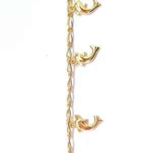 Dangling Dolphins in Gold Chain by the Inch (#727)