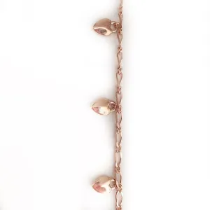 Dangling Puff Hearts in Rose Gold Chain by the Inch (#731RG)