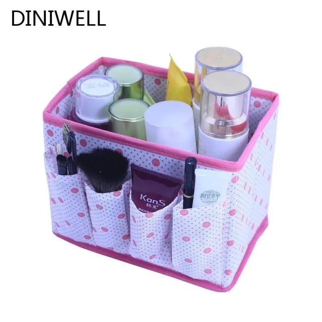 DINIWELL High Quality Folding Multifunction Make Up Storage Box Container Large capacity  Desktop Box Cosmetics  Organizer