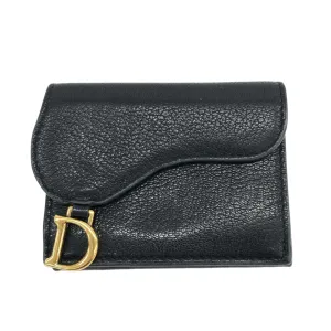 dior elegant black saddle leather wallet