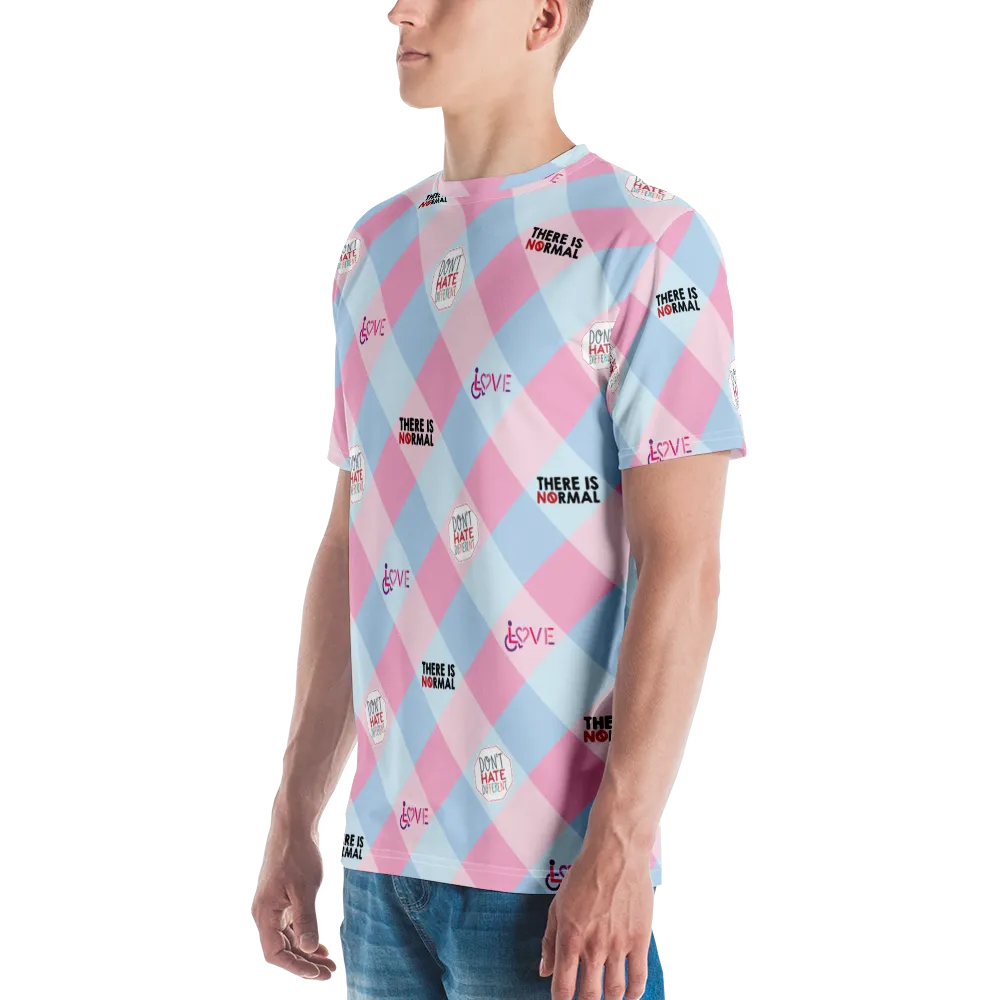 Disability Themed Small Patchwork (Men's Crew Neck T-shirt) Pastel Colors