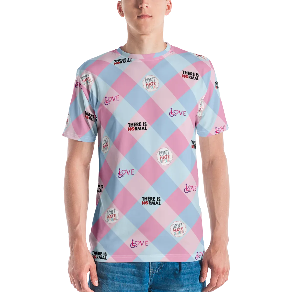 Disability Themed Small Patchwork (Men's Crew Neck T-shirt) Pastel Colors