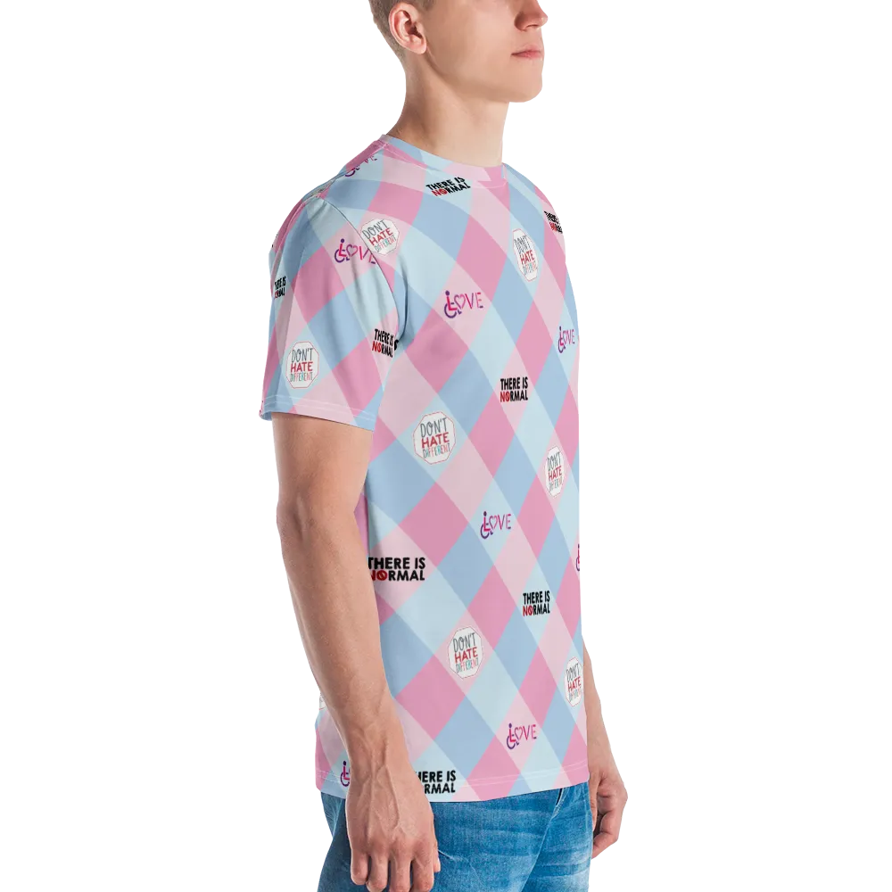 Disability Themed Small Patchwork (Men's Crew Neck T-shirt) Pastel Colors
