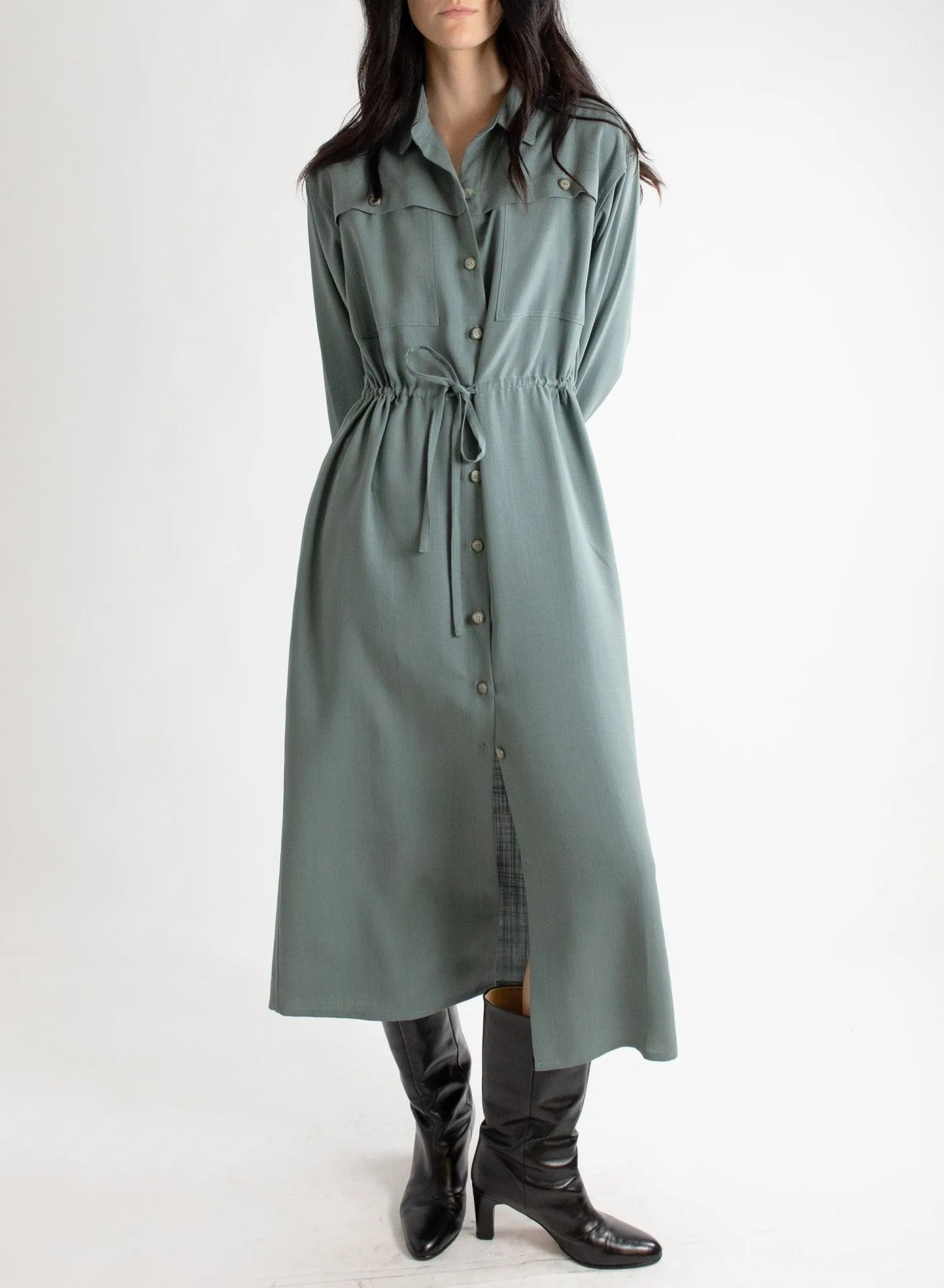 Domingo Drawstring Dress - Slate