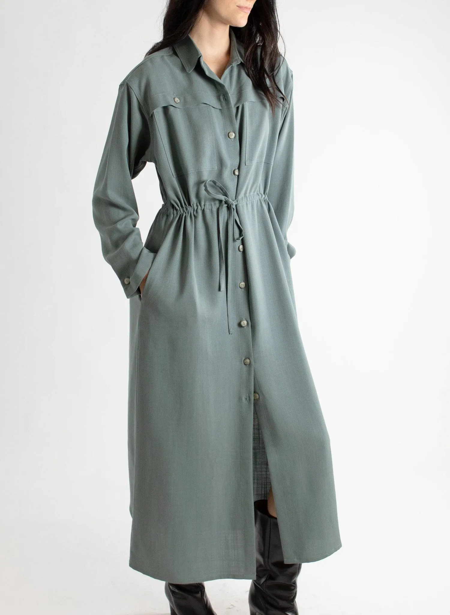 Domingo Drawstring Dress - Slate