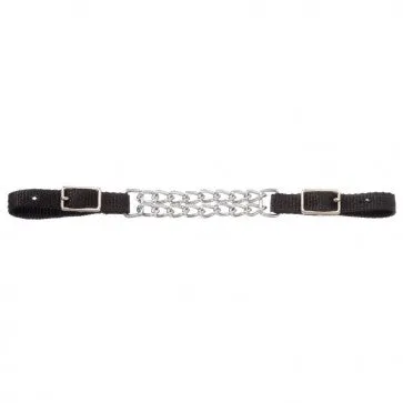 DOUBLE CHAIN NYLON CURB STRAP - BLACK