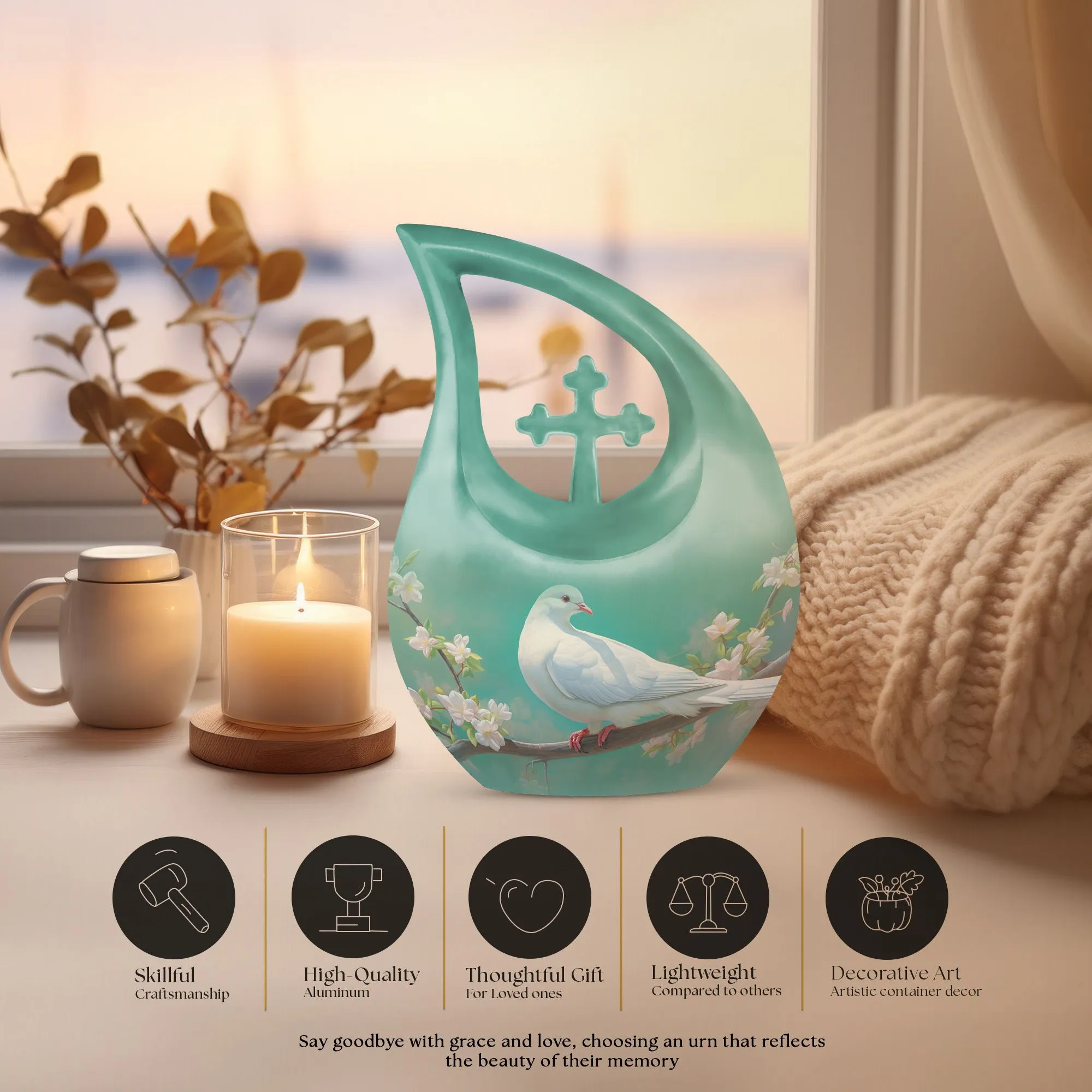 Dove Bird Epitaph Serene Dove Urn for Ashes, Previously Loved