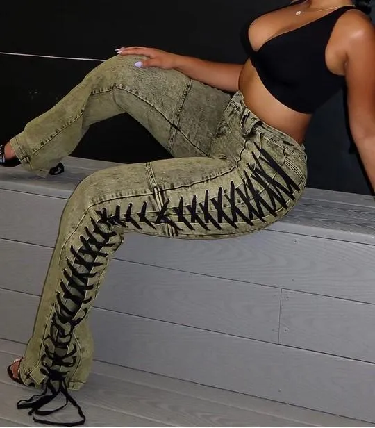 Drawstring jeans trousers
