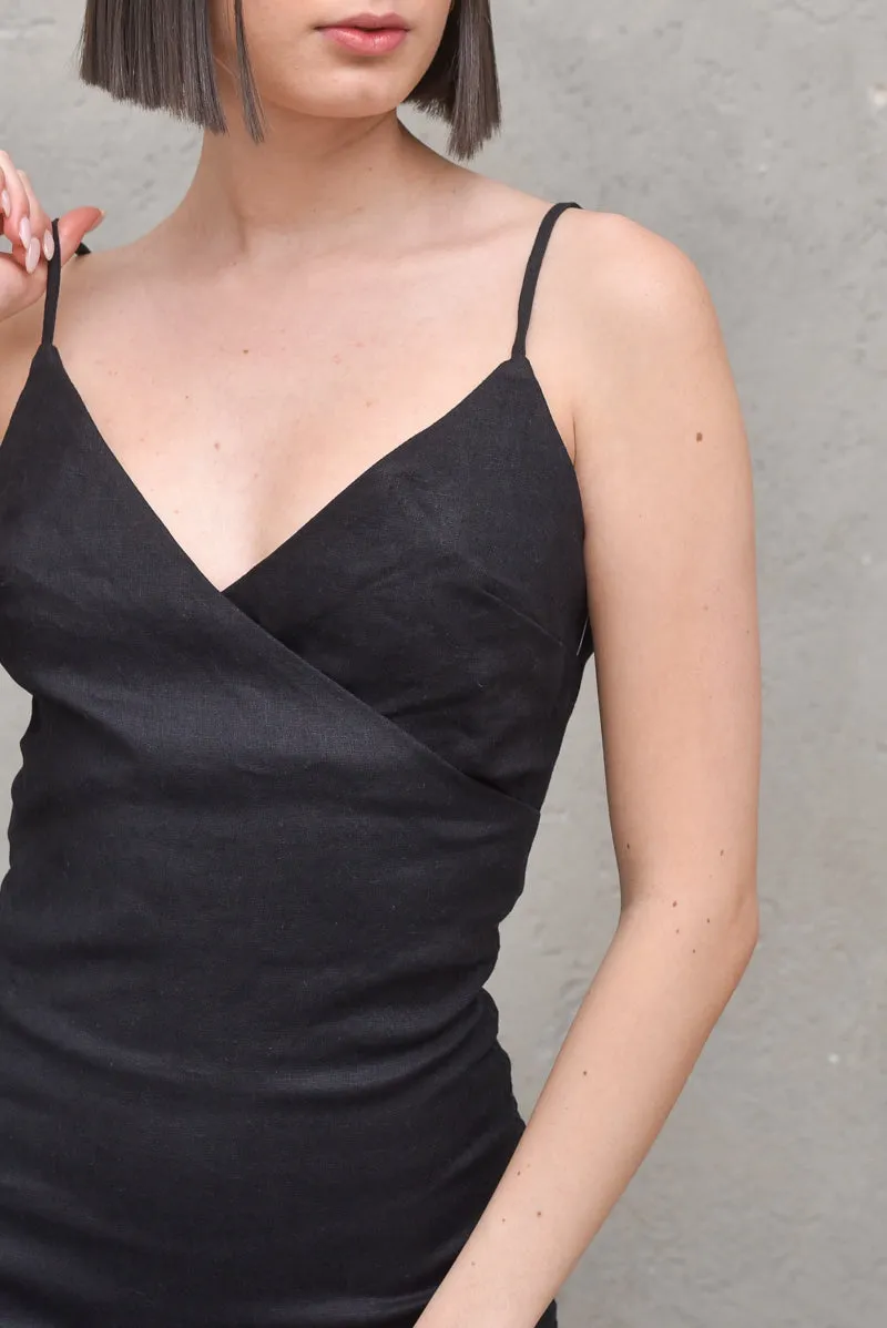 Drawstring Midi Dress Black