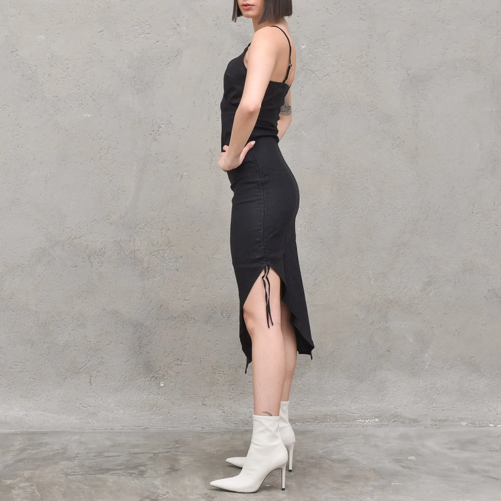 Drawstring Midi Dress Black