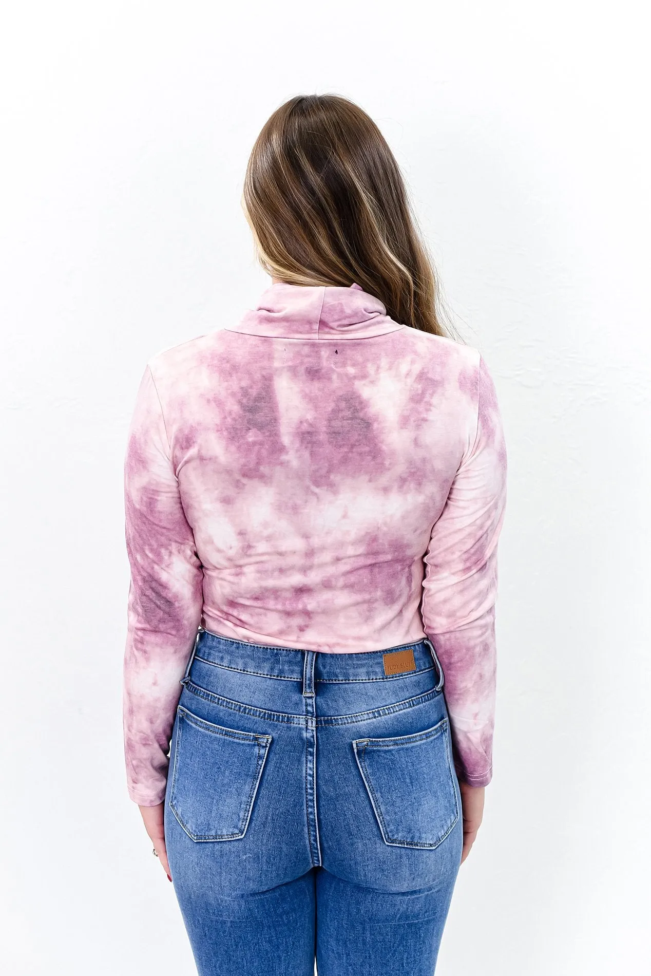 Dusty Pink Tie Dye Cowl Neck Bodysuit - BDS1022DPK