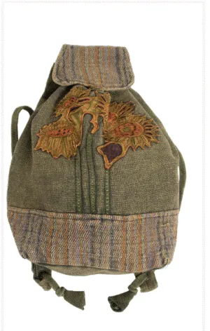 Earth Divas - Light Green Crossbody Bag w/Embroidered Sunflowers