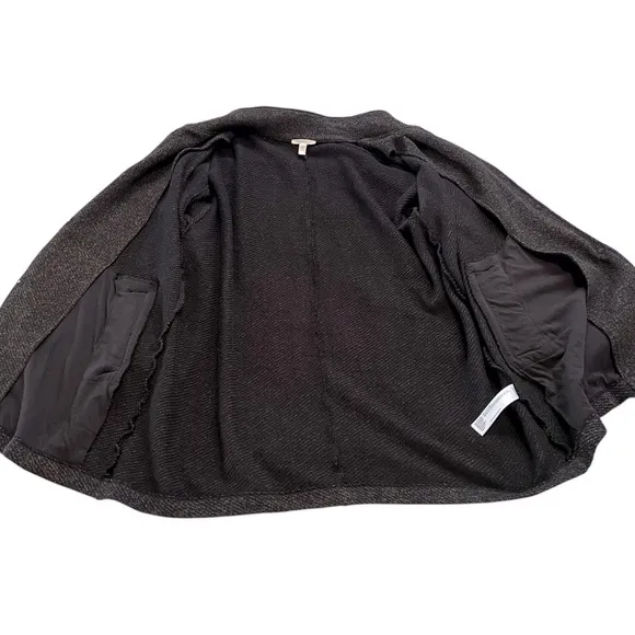 Eileen Fisher Snap Front Tweet Organic Cotton Jacket Long Sleeves Pockets