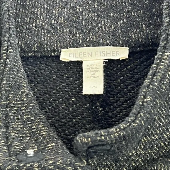 Eileen Fisher Snap Front Tweet Organic Cotton Jacket Long Sleeves Pockets