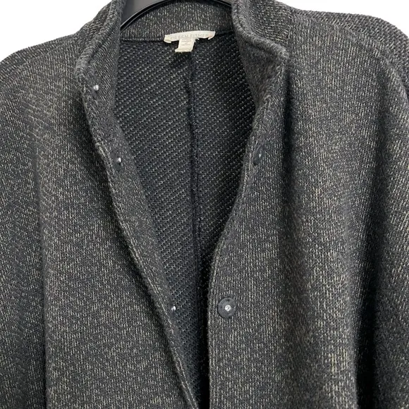 Eileen Fisher Snap Front Tweet Organic Cotton Jacket Long Sleeves Pockets