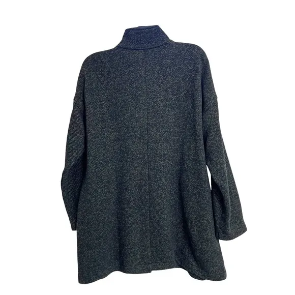 Eileen Fisher Snap Front Tweet Organic Cotton Jacket Long Sleeves Pockets