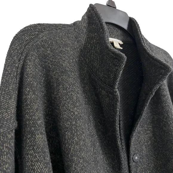 Eileen Fisher Snap Front Tweet Organic Cotton Jacket Long Sleeves Pockets